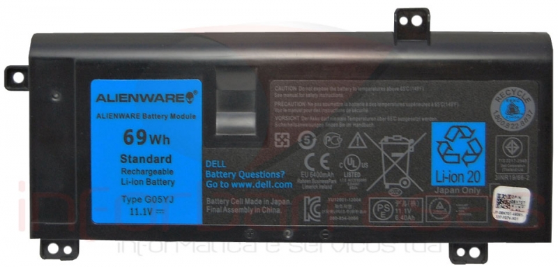 Bateria Dell  Alienware 11.1V 69Wh